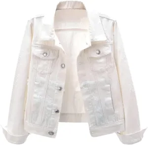 Kedera Womens Denim Jackets Distressed Ripped Long Sleeve Jean Jacket Coats