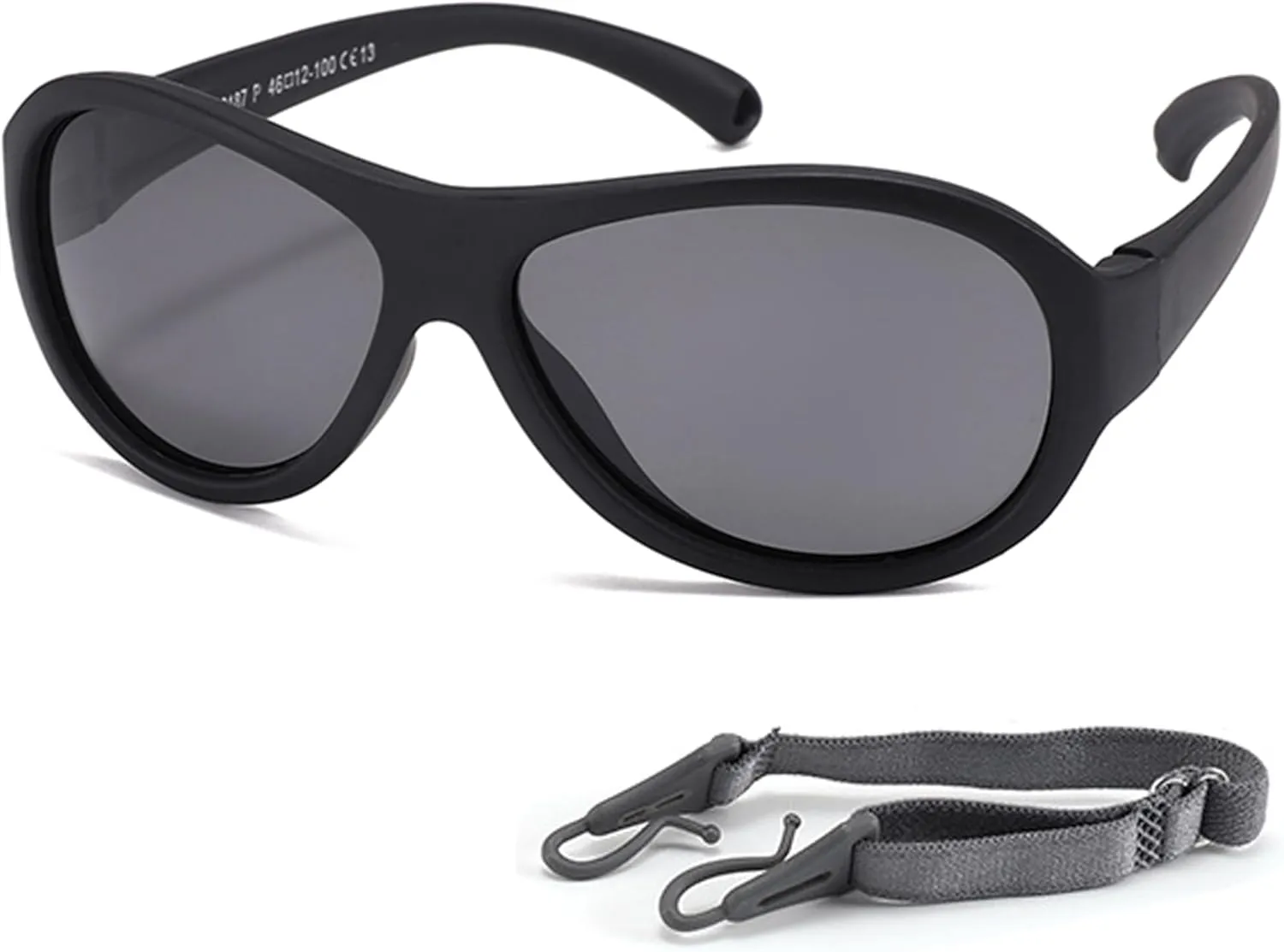 Kids Polarized Aviator Sunglasses Flexible Rubber Glasses Shades with Strap for Baby Boys Girls Age 0-36 Months
