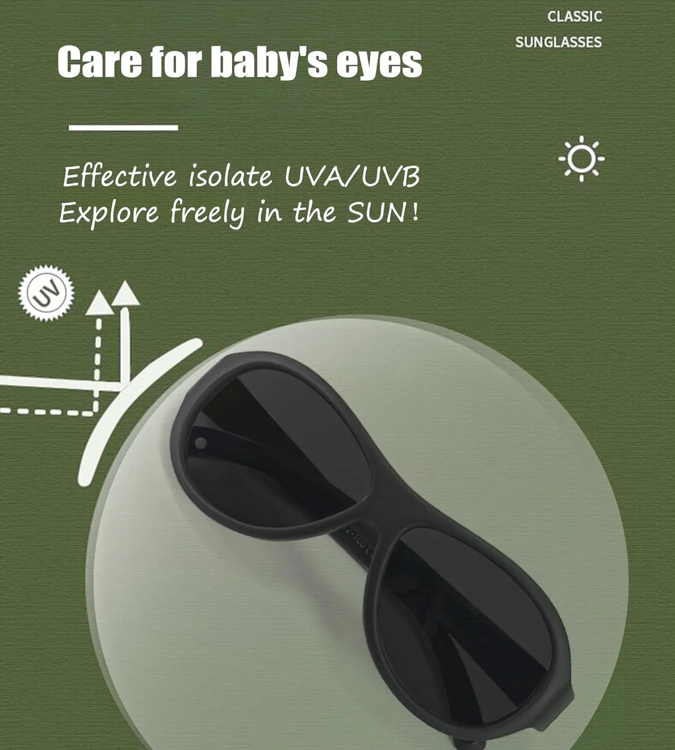 Kids Polarized Aviator Sunglasses Flexible Rubber Glasses Shades with Strap for Baby Boys Girls Age 0-36 Months