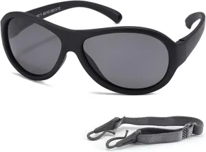 Kids Polarized Aviator Sunglasses Flexible Rubber Glasses Shades with Strap for Baby Boys Girls Age 0-36 Months