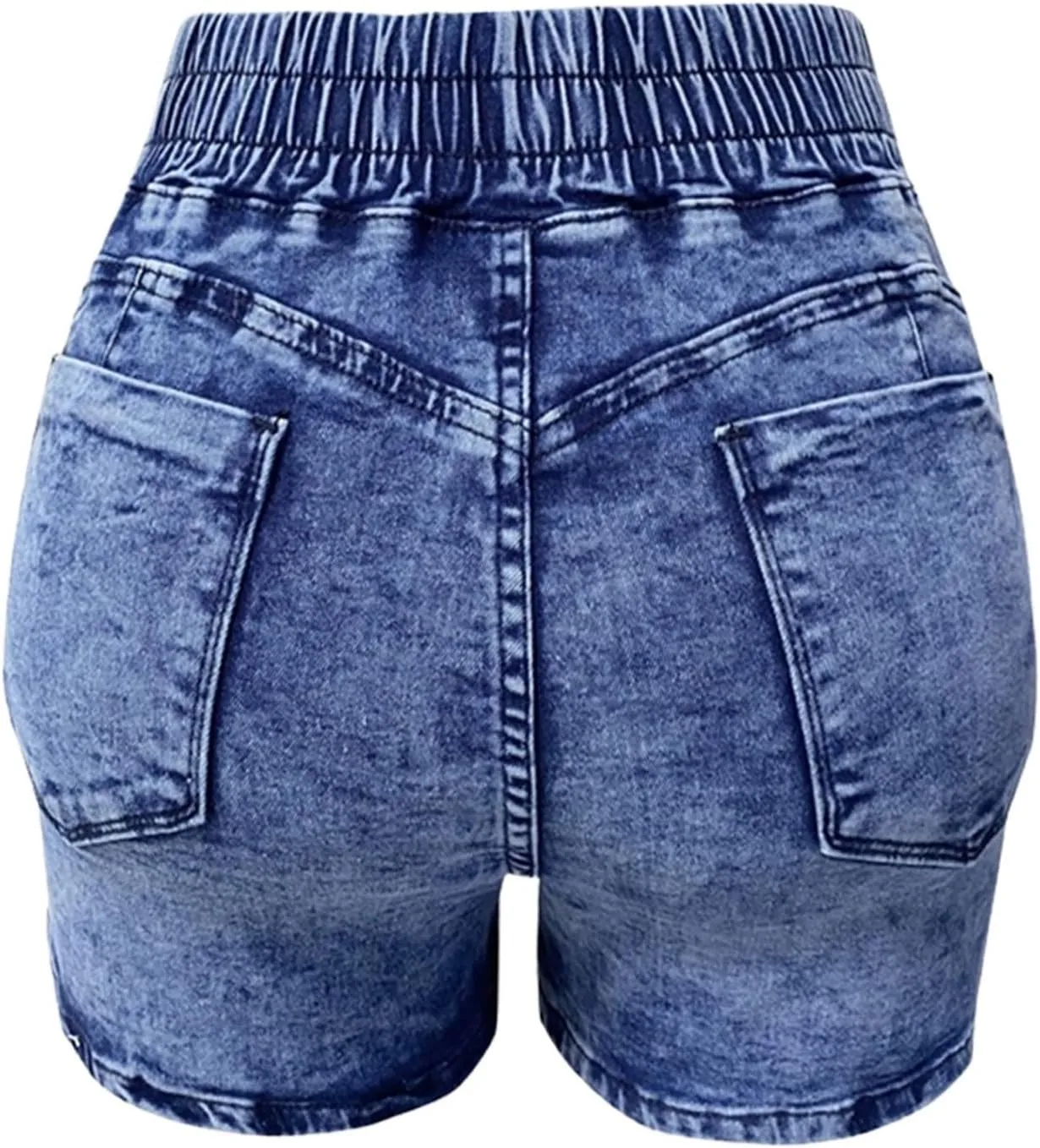 Lady Solid Color Washed Ripped High Waisted Stretch Denim Shorts Summer Shorts for Women 2024