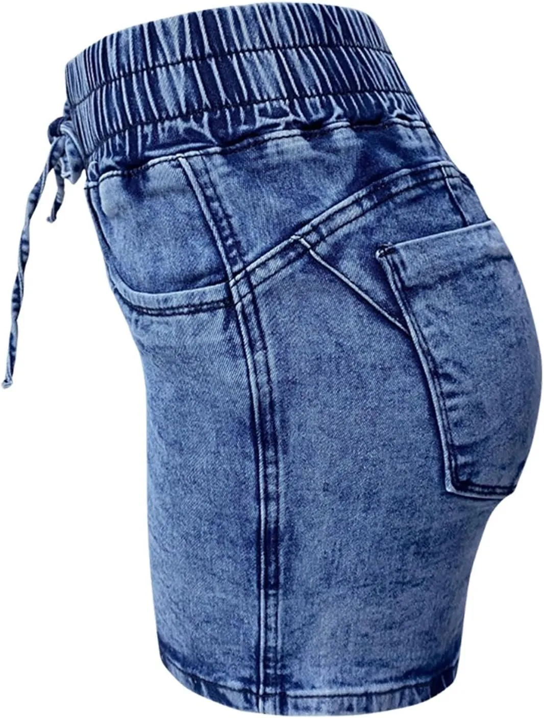 Lady Solid Color Washed Ripped High Waisted Stretch Denim Shorts Summer Shorts for Women 2024