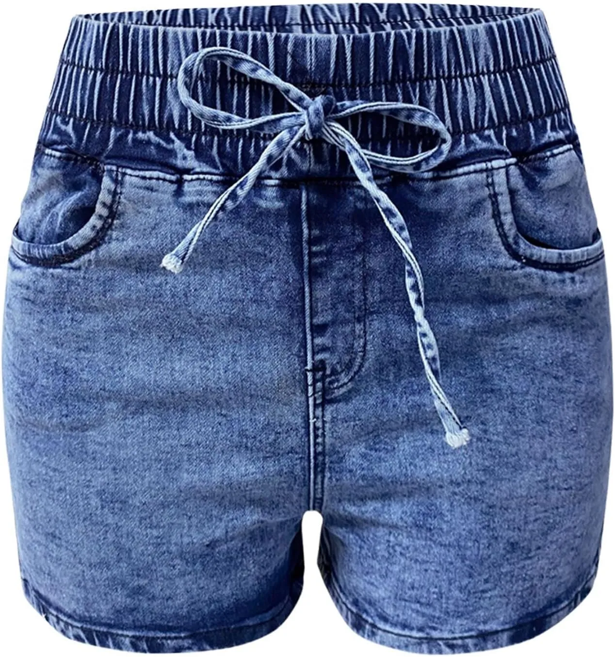 Lady Solid Color Washed Ripped High Waisted Stretch Denim Shorts Summer Shorts for Women 2024