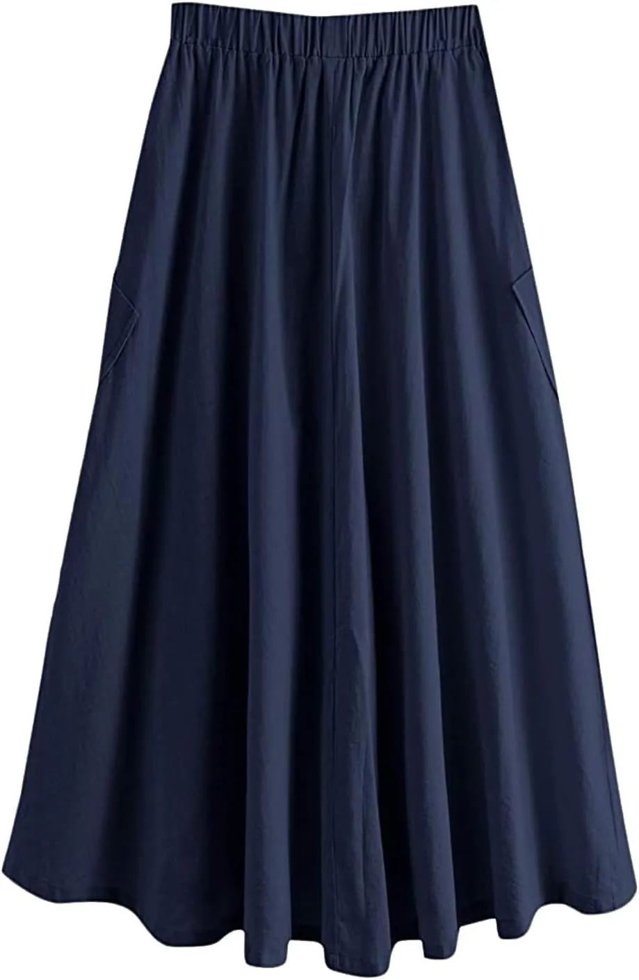 Long Skirts for Women Below Knee Length Casual Elastic Tie Waist Flowy A Line High Low Midi Skirt Dress with Pockets