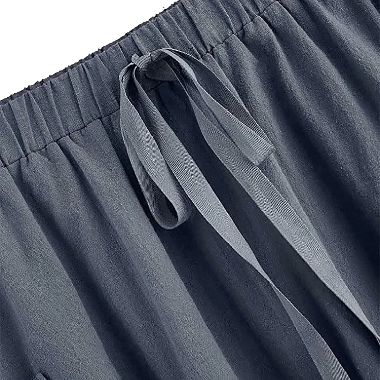 Long Skirts for Women Below Knee Length Casual Elastic Tie Waist Flowy A Line High Low Midi Skirt Dress with Pockets