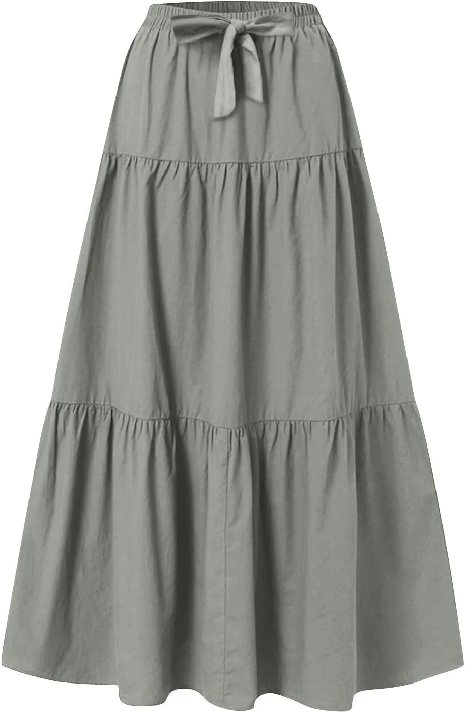 Maxi Skirts for Women Summer 3-Layer Tiered Elastic High Waisted Beach Skirt Smocked A Line Skirts Flowy Long Skirt