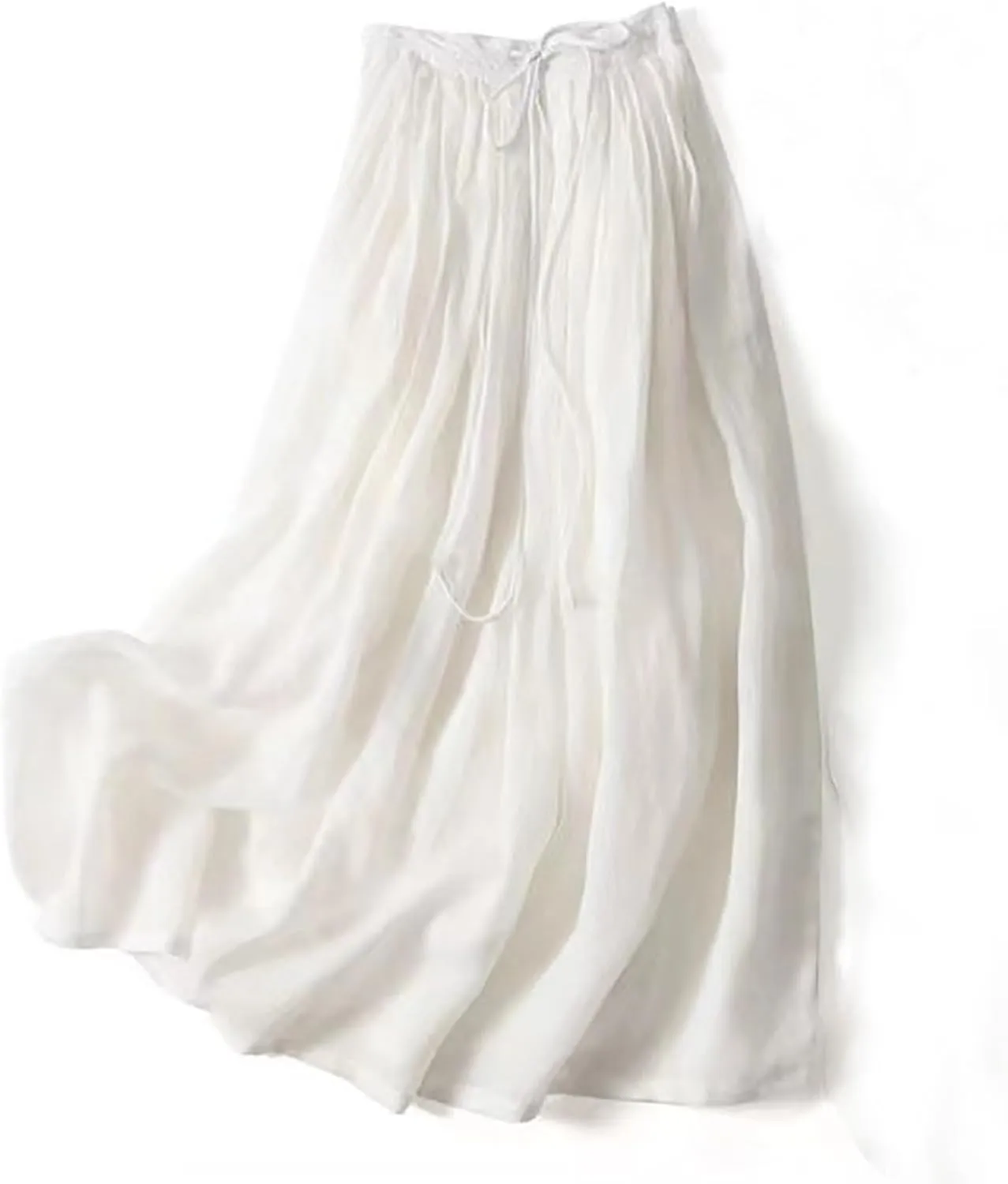 Maxi Skirts for Women Summer Cotton Linen Drawstring Waist A-Line Long Flowy Skirt Casual Flowy Holiday Boho Skirts