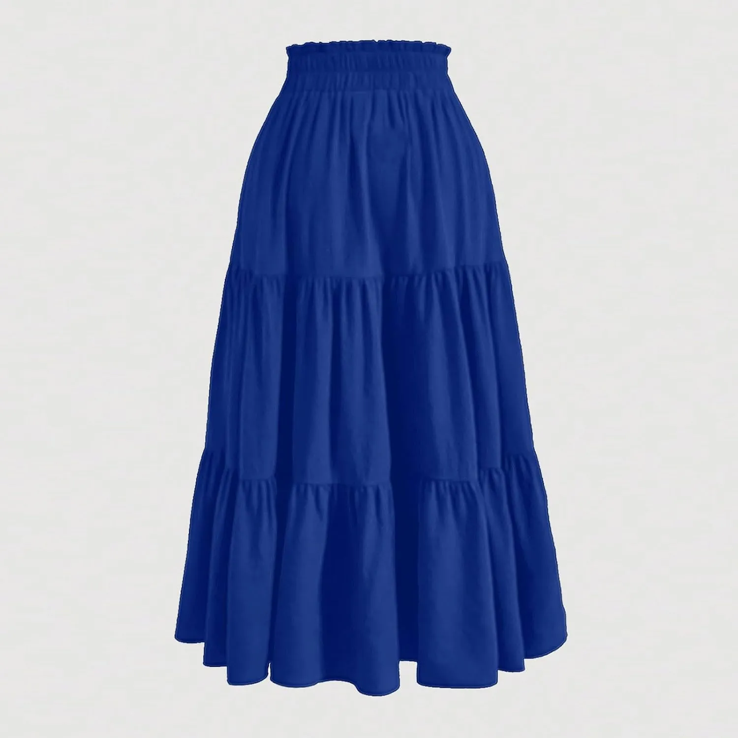 Maxi Skirts for Women Trendy Summer A Line Long Skirt Drawstring High Waisted Tiered Flowy Pleated Skirt with Pockets