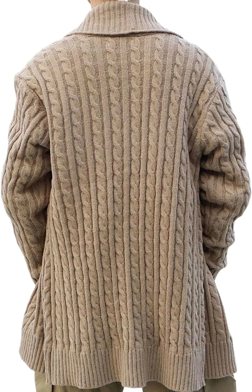 Men Shawl Collar Cardigan Open Front Lightweight Long Button Down Cable Knit Sweaters Casual Winter Coats Cape Overcoat