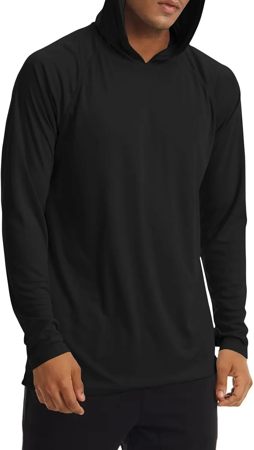 Men UPF 50  Sun Protection Hoodie Shirt Summer Long Sleeve UV SPF Quick Dry Hood T-Shirt Rash Guard Fishing Outdoor