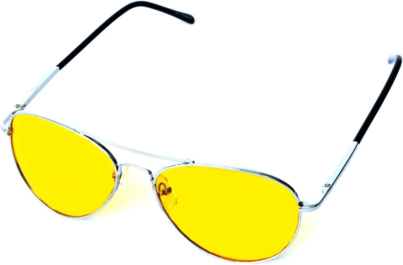 Men Women Spring Temple Aviator Yellow HD Night Driving Glasses Sunglasses