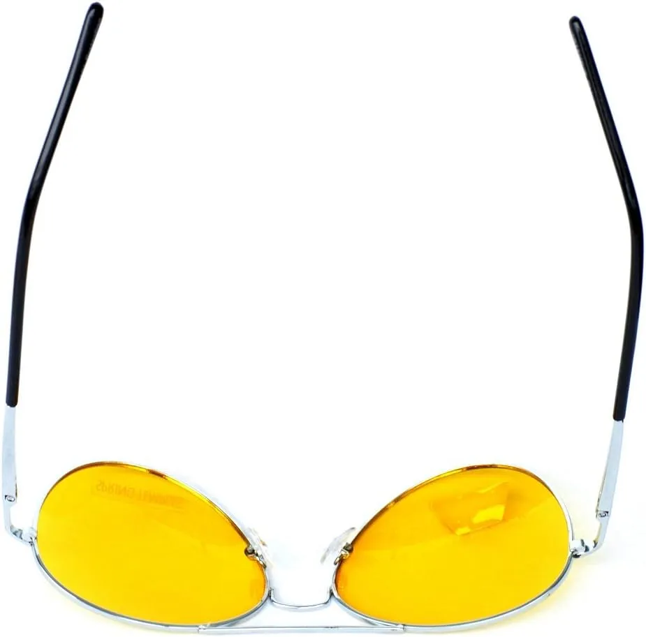 Men Women Spring Temple Aviator Yellow HD Night Driving Glasses Sunglasses