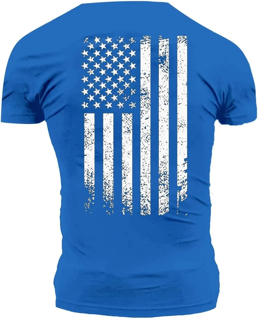 Men's American Flag Print T-Shirt Short Sleeve Muscle Workout Tee Shirt Patriotic Independence Day 4th of July Tops