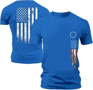 Men's American Flag Print T-Shirt Short Sleeve Muscle Workout Tee Shirt Patriotic Independence Day 4th of July Tops