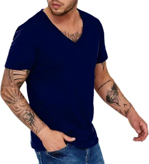 Mens Basic Shirts Quick Dry Workout Running Athletic Tees Short Sleeve V-Neck Casual T-Shirts Breathable Summer Tops