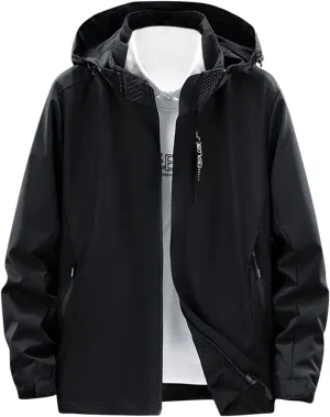 Men's Casual Rain Jackets Lightweight Waterproof Windproof Hooded Jackets Hiking Cycling Travel Climbing Tops Coat