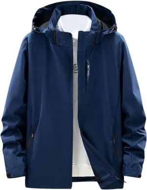 Men's Casual Rain Jackets Lightweight Waterproof Windproof Hooded Jackets Hiking Cycling Travel Climbing Tops Coat