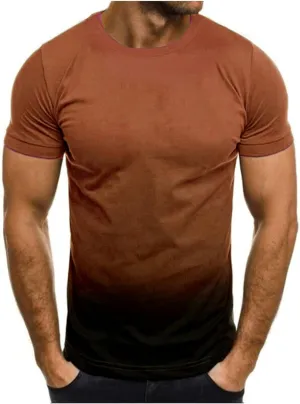 Mens Casual Shirts Short Sleeve Big and Tall Shirts Gradient Color Workout Graphic Tees Work T-Shirts Trendy Clothes
