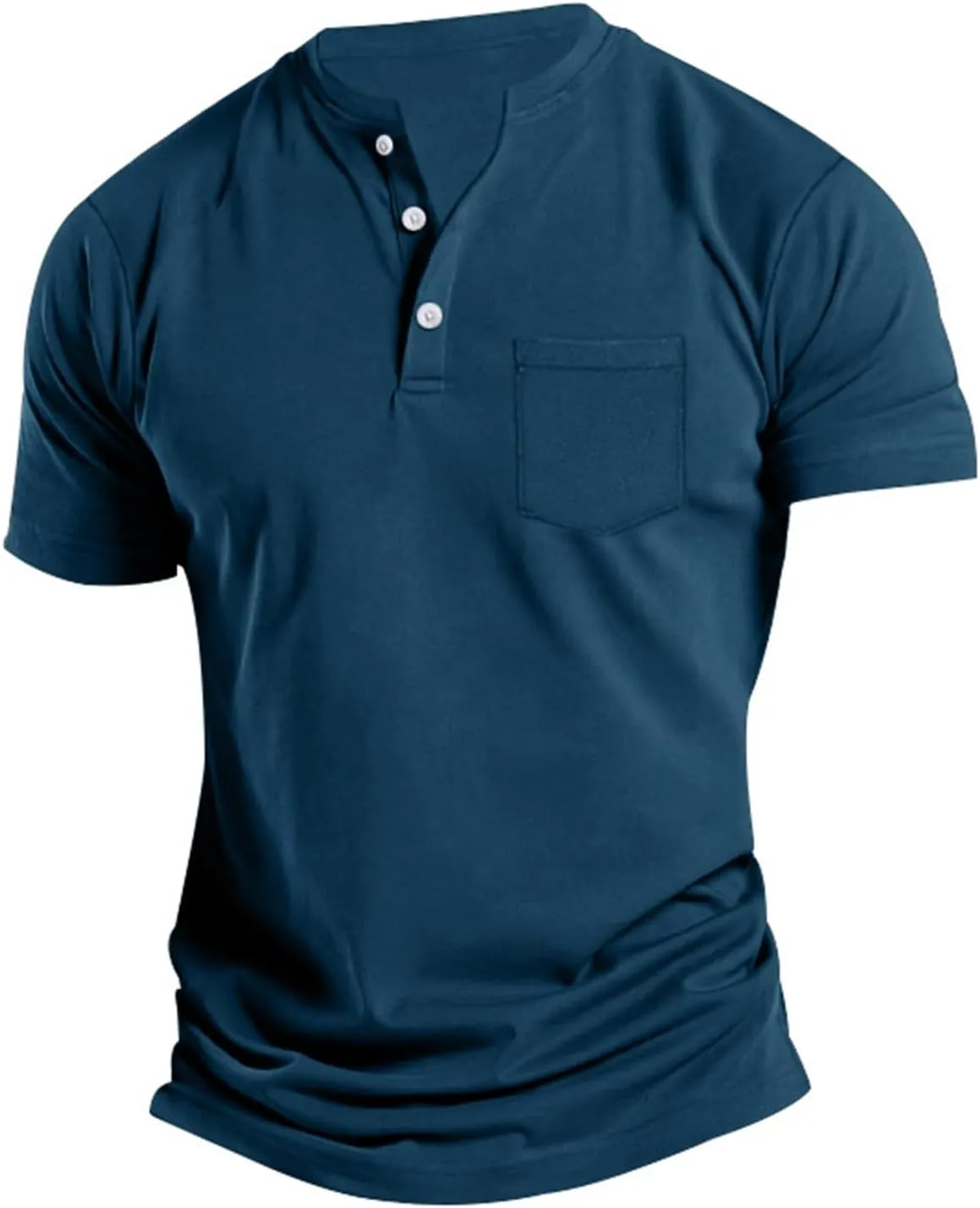Mens Cotton Henley T-Shirts Casual Slim Fit Short Sleeve Button Fashion Basic Tees Work Shirts Regular Fit Tops 2025 Summer