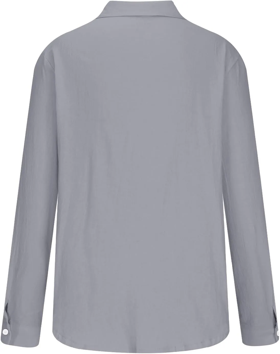 Men's Cotton Linen Long Sleeve Shirt V Neck Casual Button Down Blouse Solid Color Loose Tops Comfy Lightweight Tee