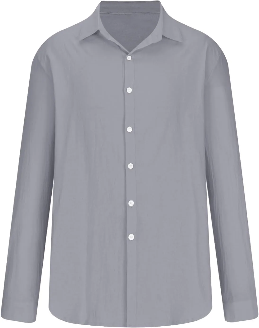 Men's Cotton Linen Long Sleeve Shirt V Neck Casual Button Down Blouse Solid Color Loose Tops Comfy Lightweight Tee
