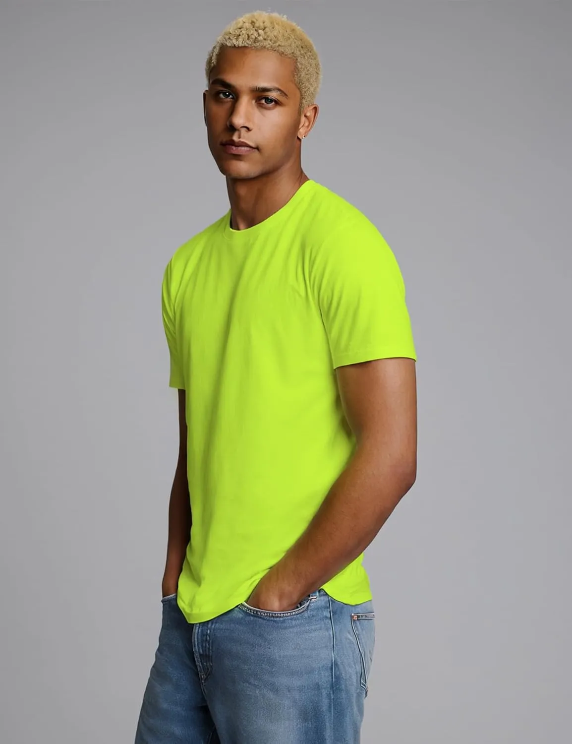 Mens Crewneck Tshirt Plain, Relaxed Fitted Basic T Shirts