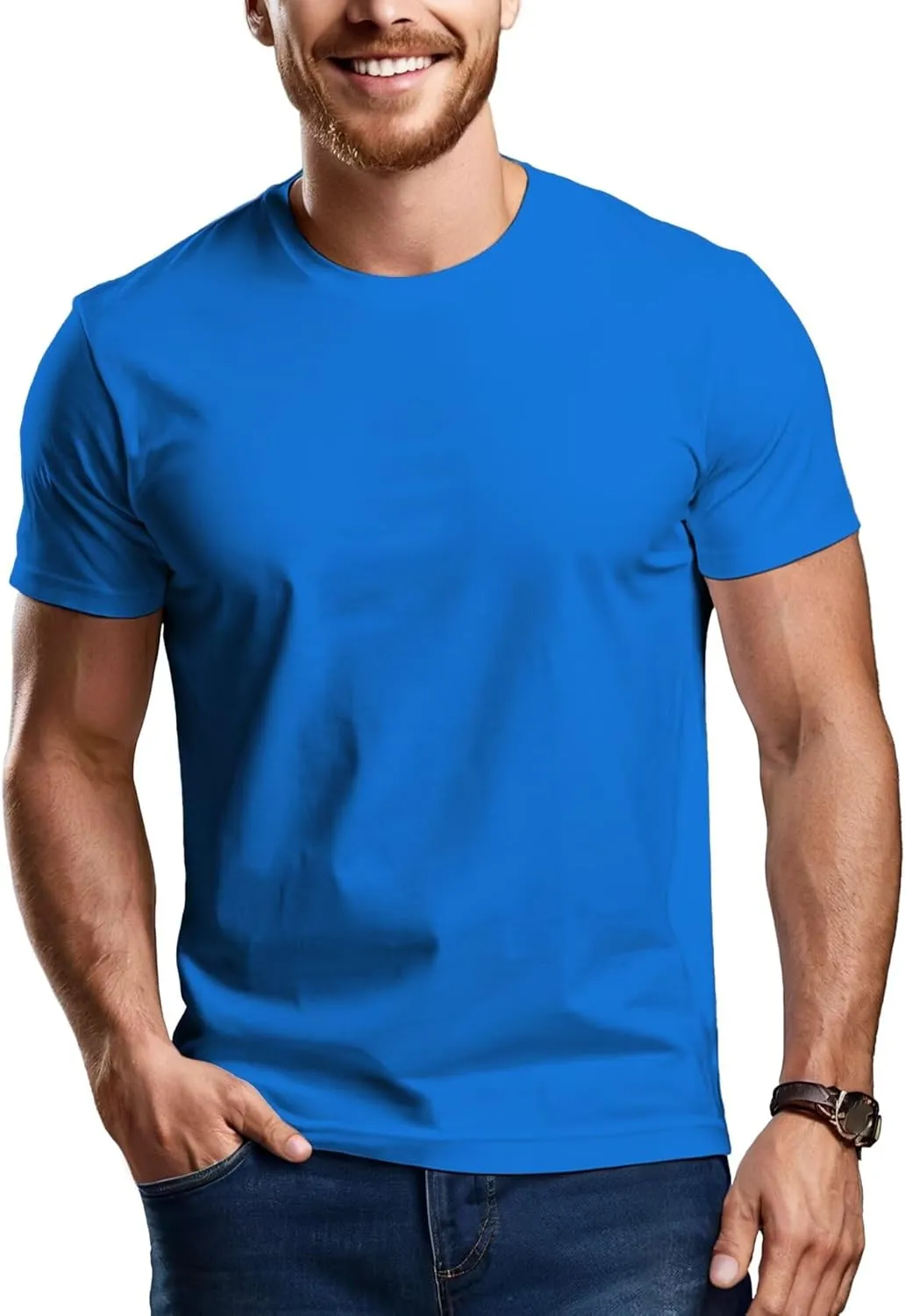 Mens Crewneck Tshirt Plain, Relaxed Fitted Basic T Shirts