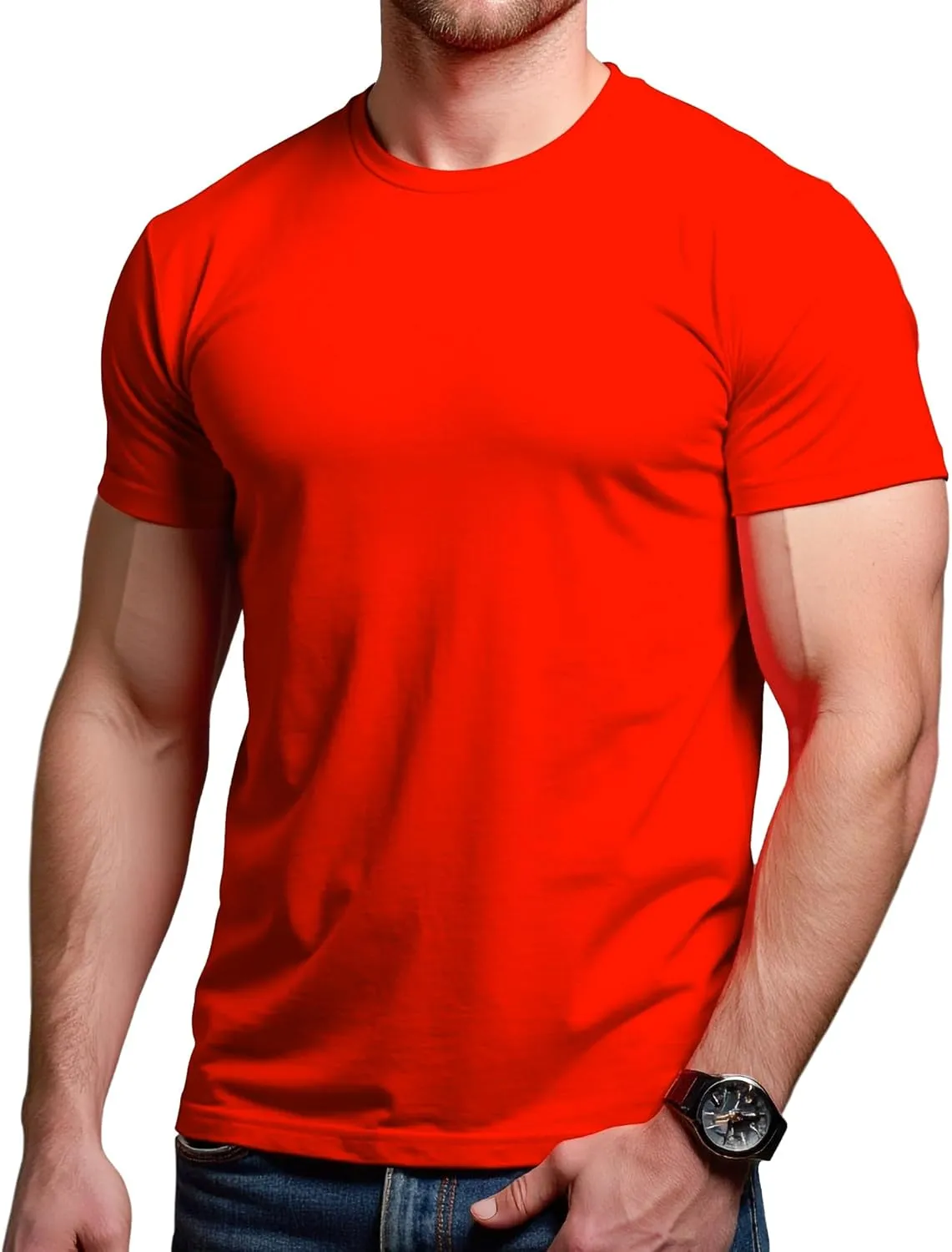 Mens Crewneck Tshirt Plain, Relaxed Fitted Basic T Shirts