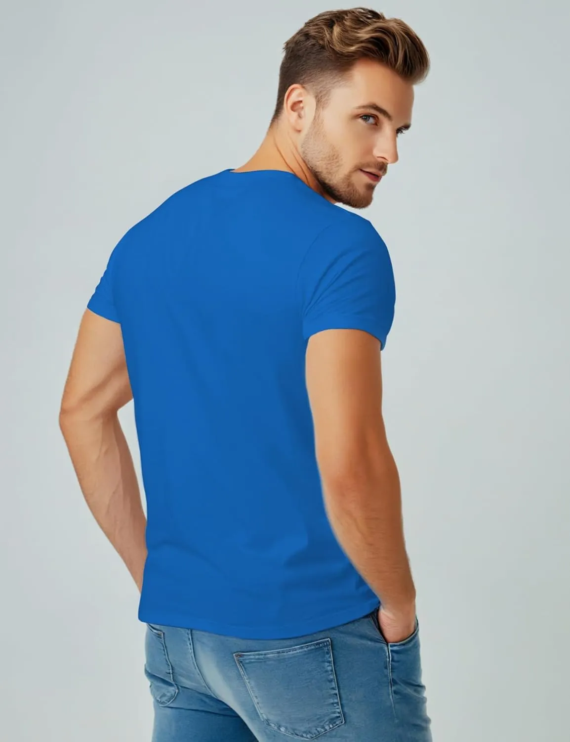 Mens Crewneck Tshirt Plain, Relaxed Fitted Basic T Shirts