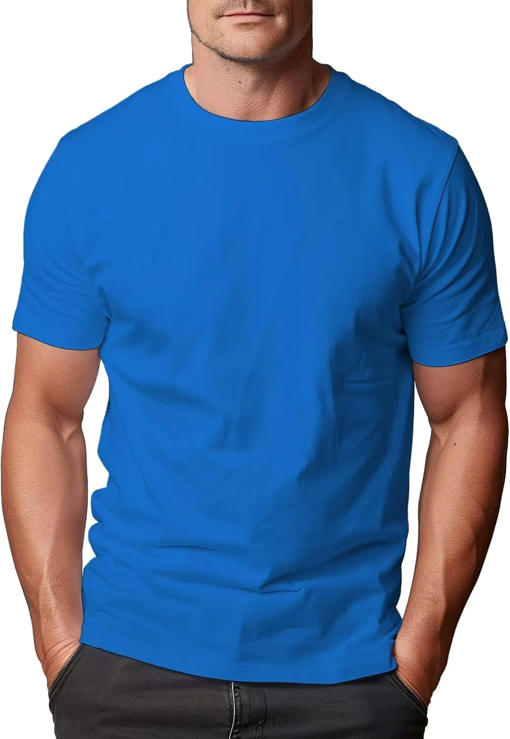 Mens Crewneck Tshirt Plain, Relaxed Fitted Basic T Shirts