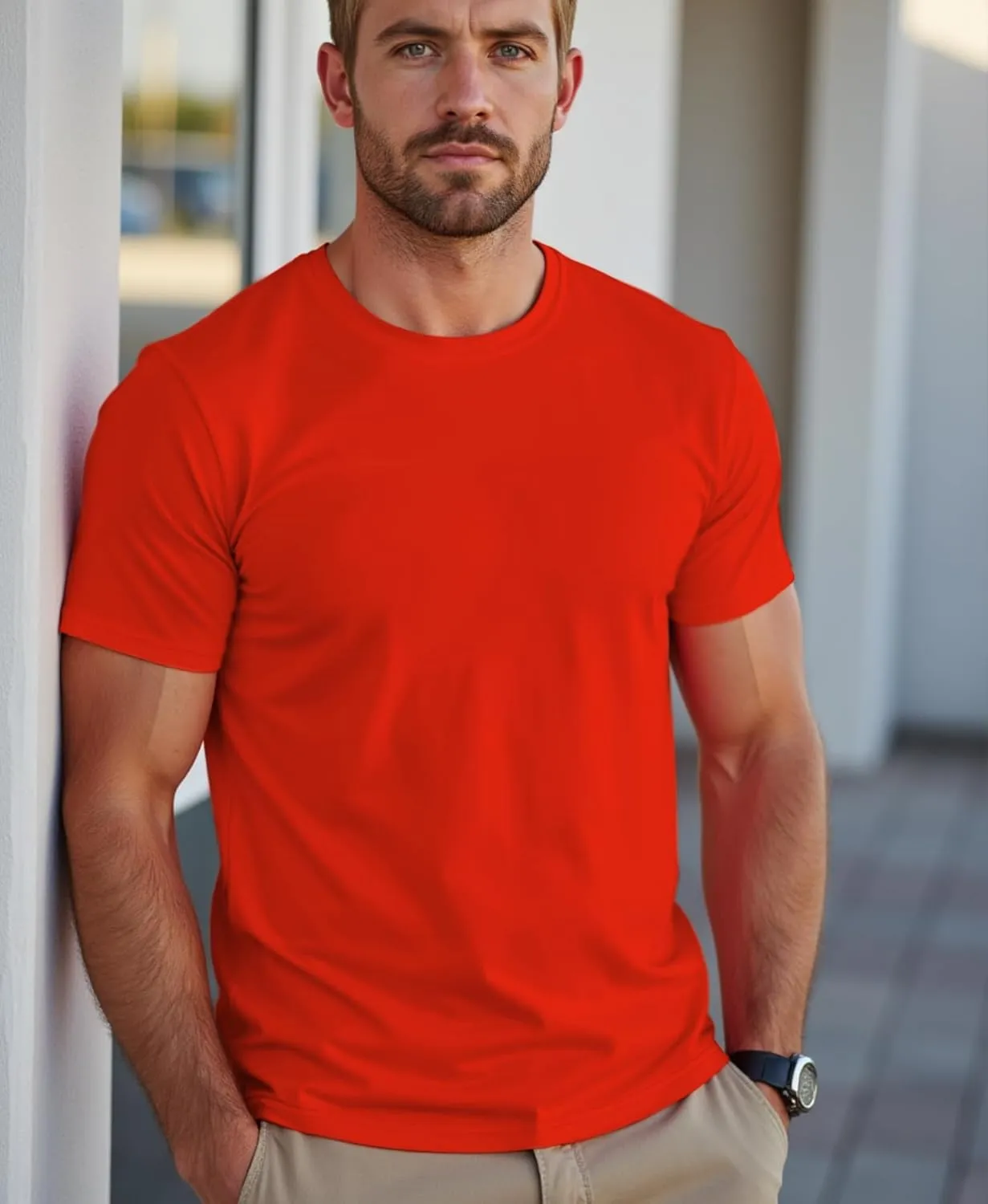 Mens Crewneck Tshirt Plain, Relaxed Fitted Basic T Shirts