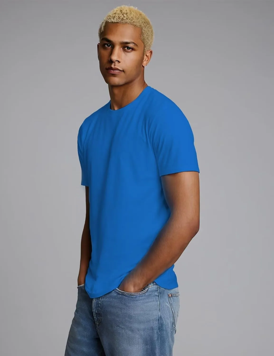 Mens Crewneck Tshirt Plain, Relaxed Fitted Basic T Shirts