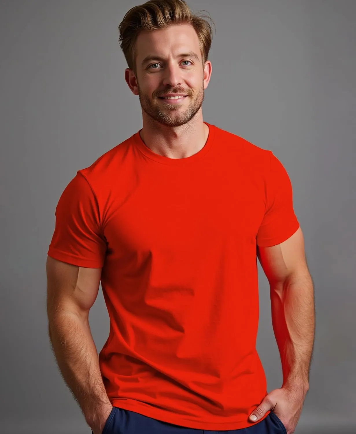 Mens Crewneck Tshirt Plain, Relaxed Fitted Basic T Shirts