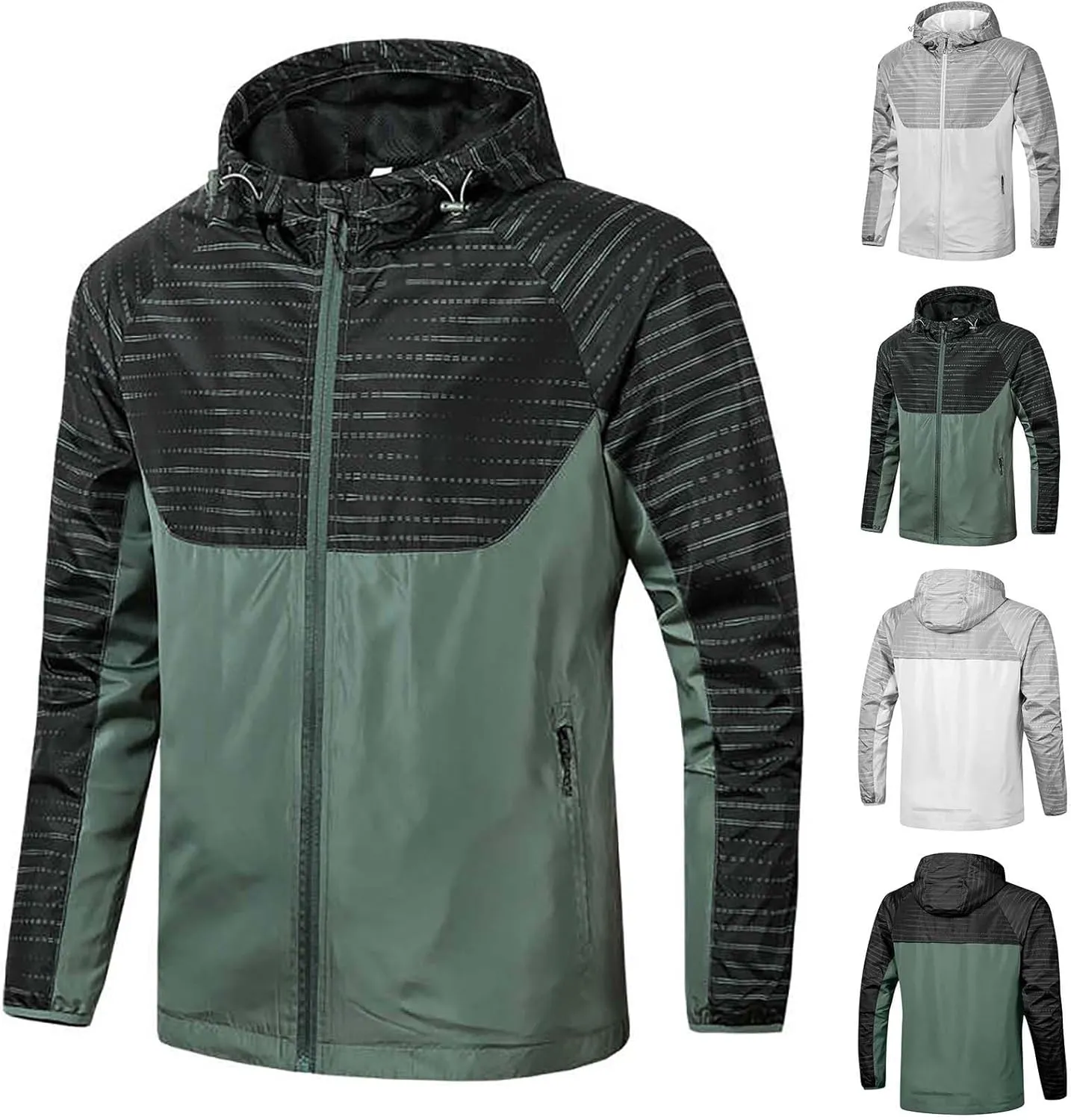 Men's Cycling Bike Jacket Long Sleeve Windbreaker Jacket Wind Resistant Light and Breathable Coats Tops for Hiking Running