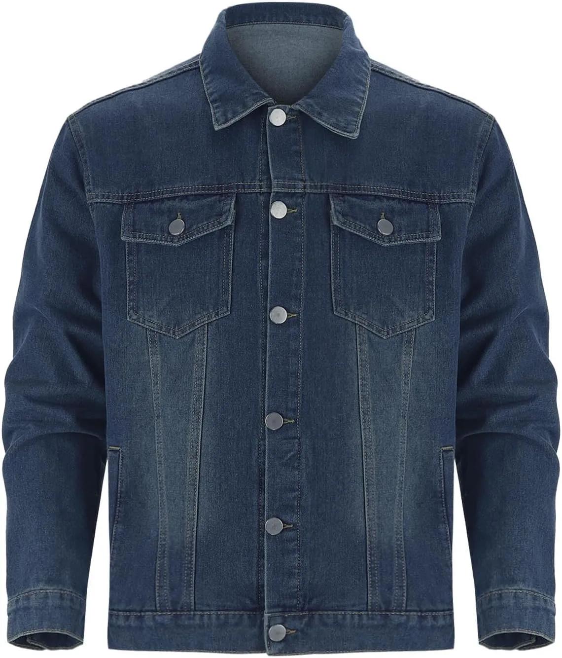 Mens Denim Jacket Long Sleeve Button Down Jackets Distressed Jean Jackets Trucker Jacket Casual Slim Fit Coat