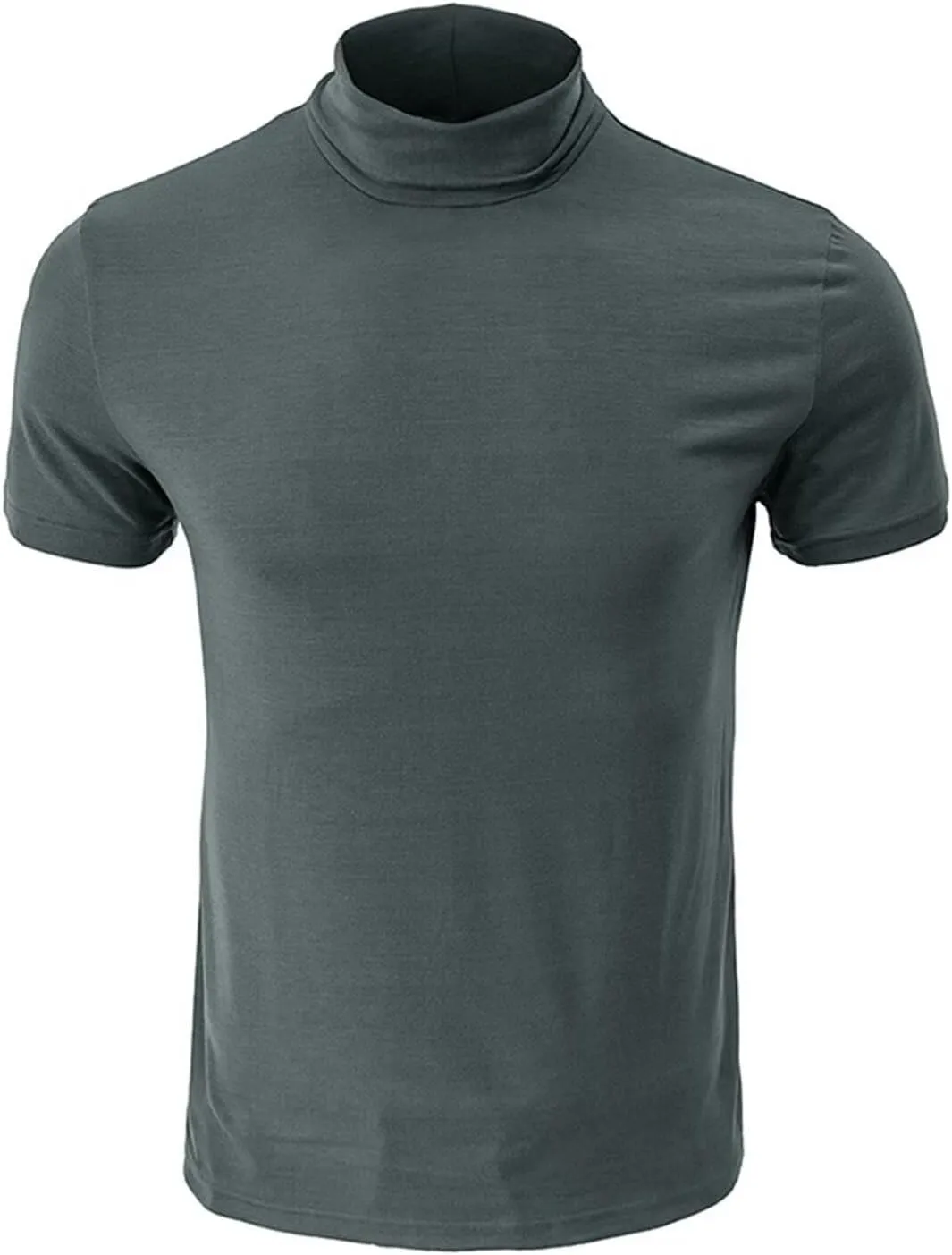 Men's Fashion Shirts Short Sleeve Mock Turtleneck T-Shirts Casual Undershirt Tops