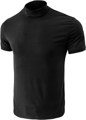 Men's Fashion Shirts Short Sleeve Mock Turtleneck T-Shirts Casual Undershirt Tops