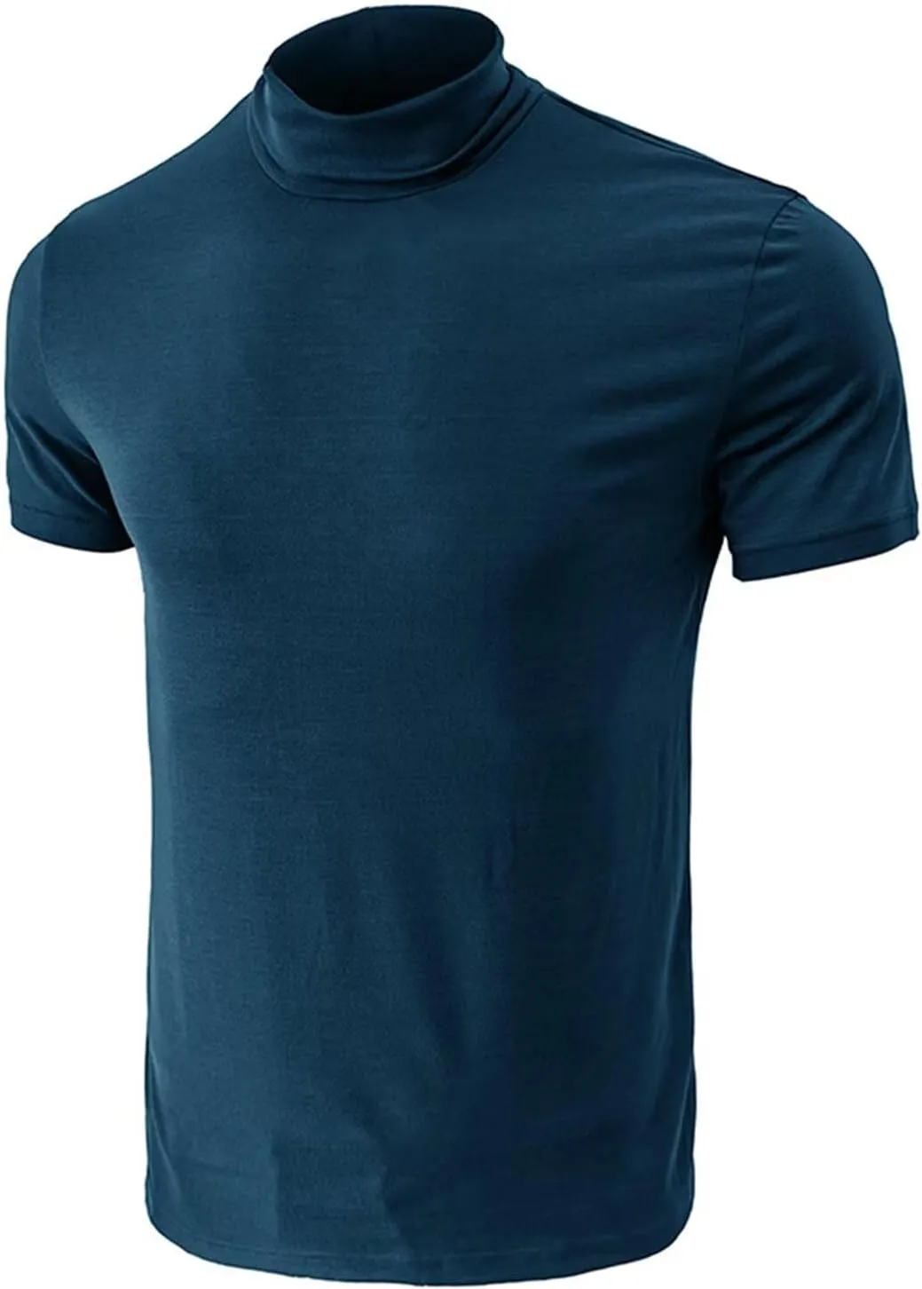 Men's Fashion Shirts Short Sleeve Mock Turtleneck T-Shirts Casual Undershirt Tops