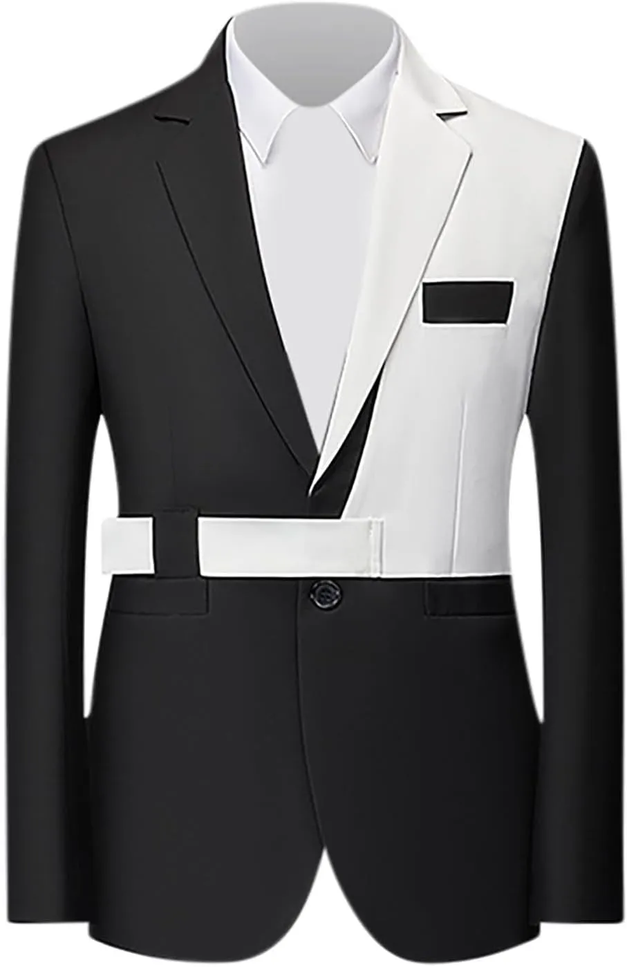 Mens Fashion Suit Jackets Formal Business Blazer Jackets Notch Collar Slim Fit Color Block Wedding Prom Jackets