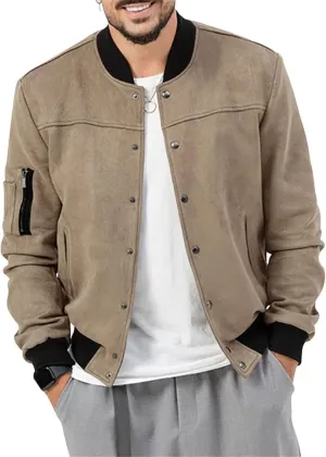 Mens Faux Suede Bomber Jackets 2024 Varsity Jacket Windbreaker Vintage Casual Lightweight Leather Coats Jackets