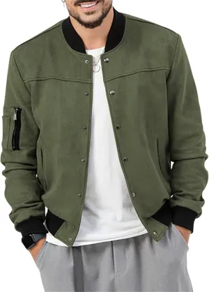 Mens Faux Suede Bomber Jackets 2024 Varsity Jacket Windbreaker Vintage Casual Lightweight Leather Coats Jackets
