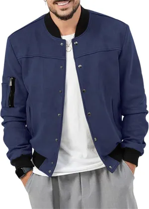 Mens Faux Suede Bomber Jackets 2024 Varsity Jacket Windbreaker Vintage Casual Lightweight Leather Coats Jackets