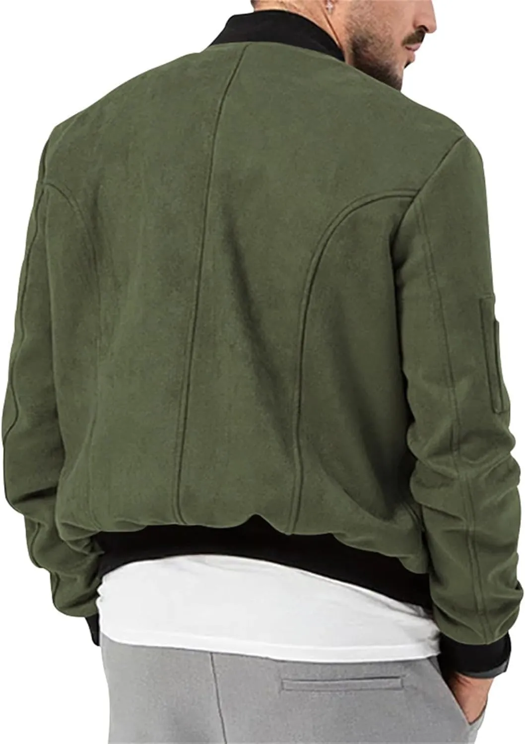 Mens Faux Suede Bomber Jackets 2024 Varsity Jacket Windbreaker Vintage Casual Lightweight Leather Coats Jackets