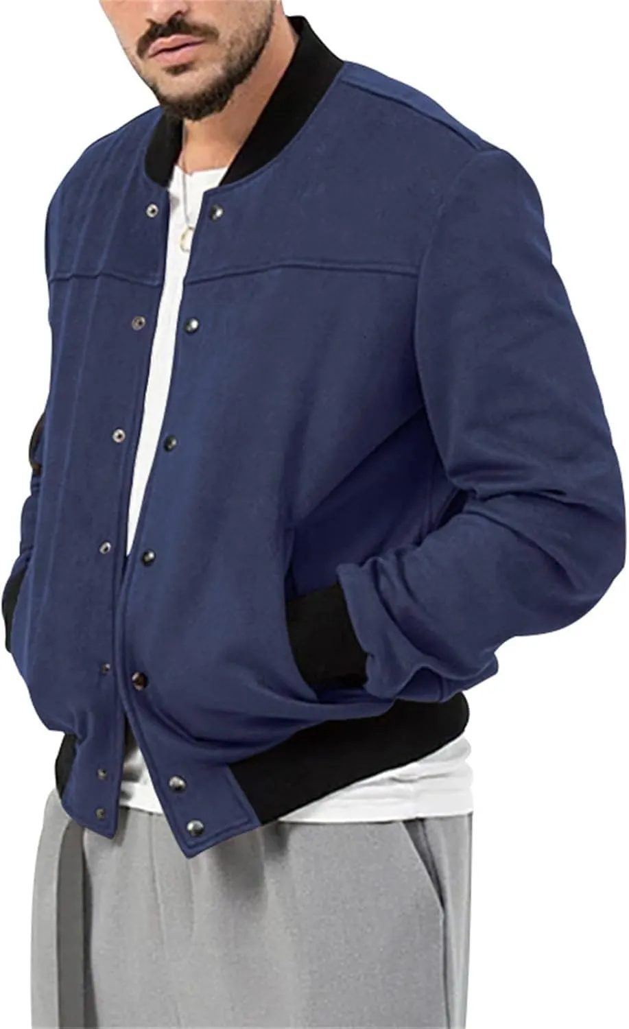 Mens Faux Suede Bomber Jackets 2024 Varsity Jacket Windbreaker Vintage Casual Lightweight Leather Coats Jackets