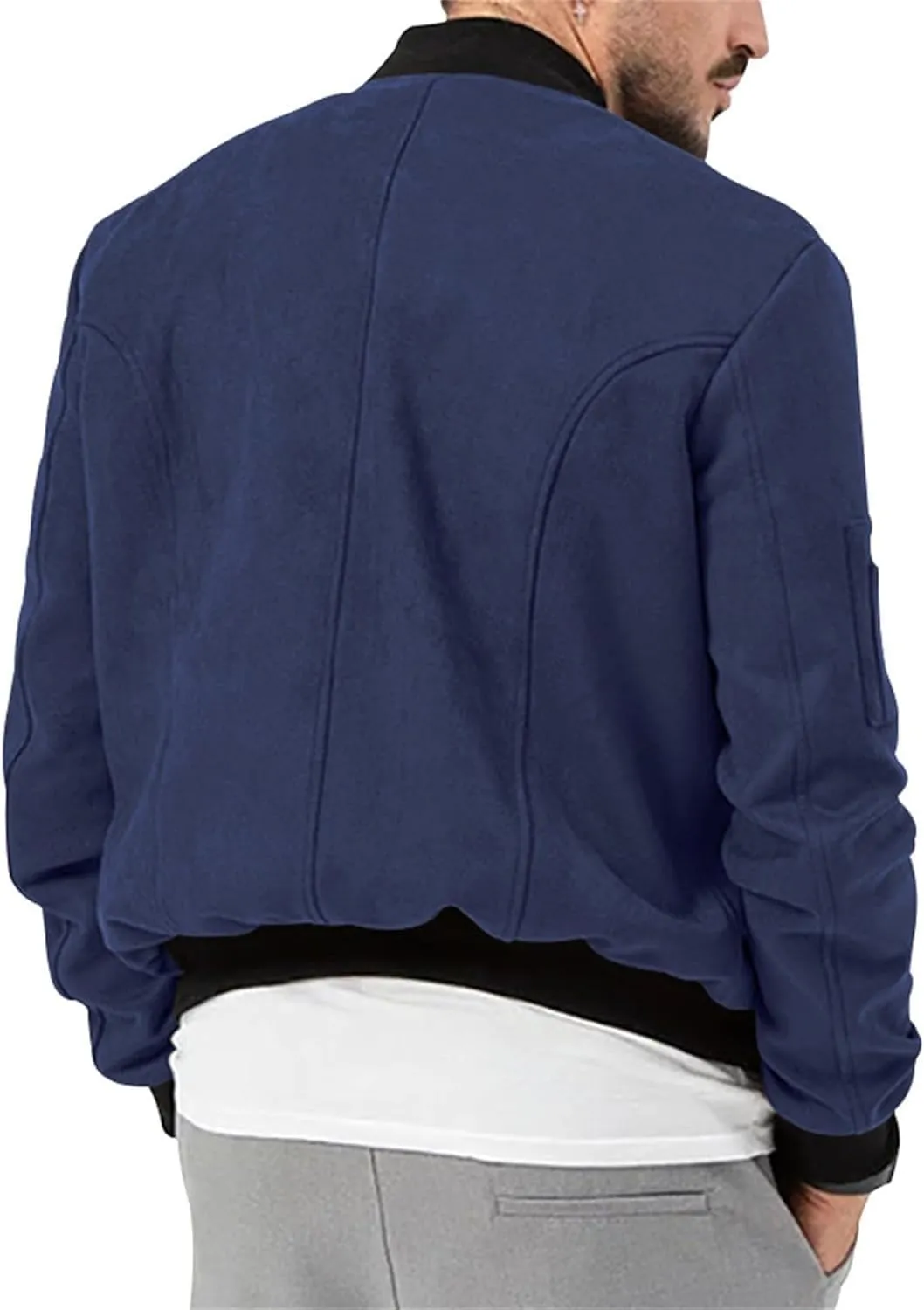 Mens Faux Suede Bomber Jackets 2024 Varsity Jacket Windbreaker Vintage Casual Lightweight Leather Coats Jackets