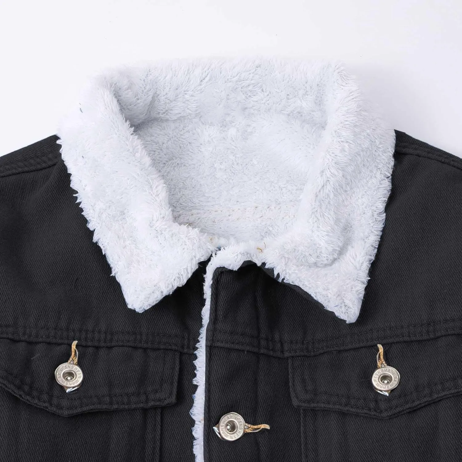 Men's Fleece Lined Denim Jacket Winter Sherpa Denim Fur Collar Trucker Cowboy Jean Jackets Vintage Button Down Coats