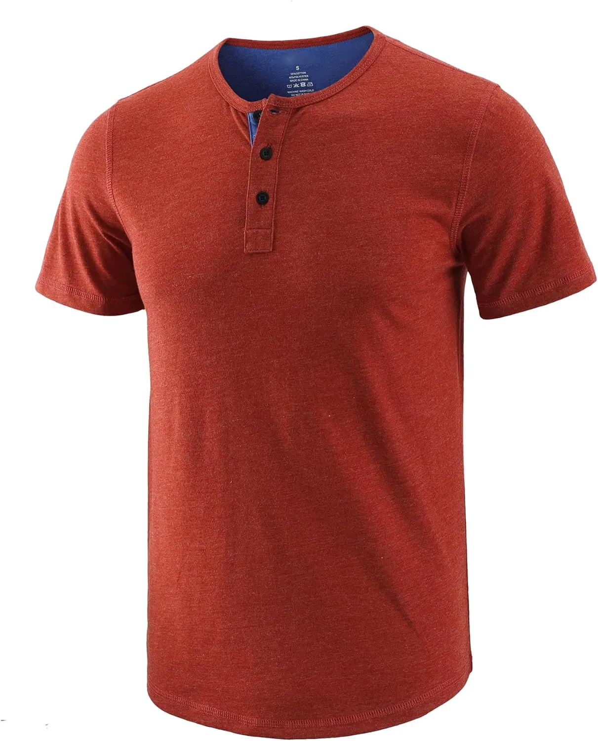 Mens Henley Shirts Short Sleeve Cotton Basic T-Shirts Classic Fashion Casual Shirt