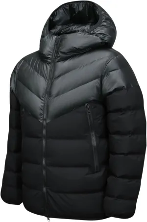 Men's Hooded Puffer Jackets Winter Warm Down Coats Trendy Color Block Outdoor Puffy Jacket Outerwear with Pockets