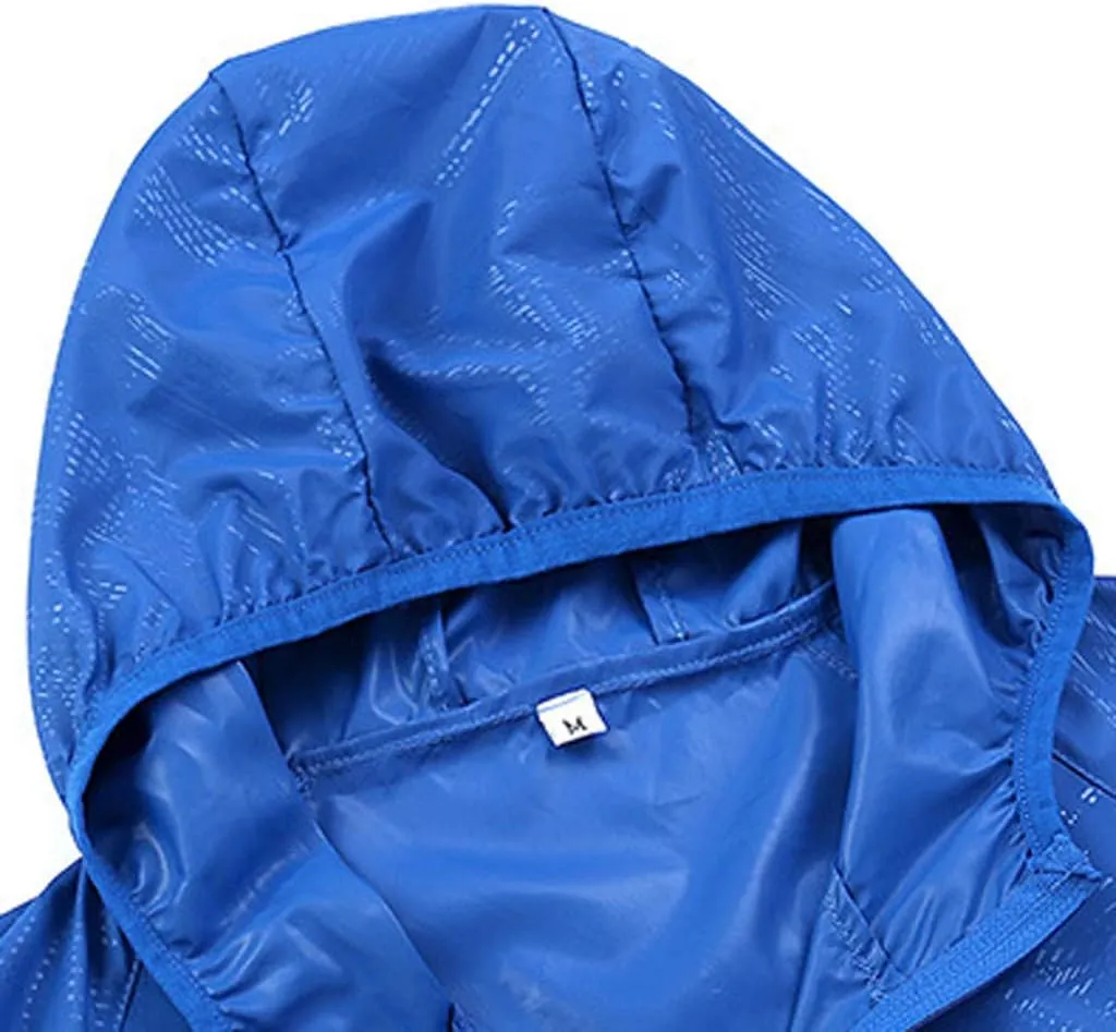 Mens Lightweight Cycling Jacket Hooded Waterproof Rain Coat Casual Golf Hiking Running Windbreaker Packable Raincoat