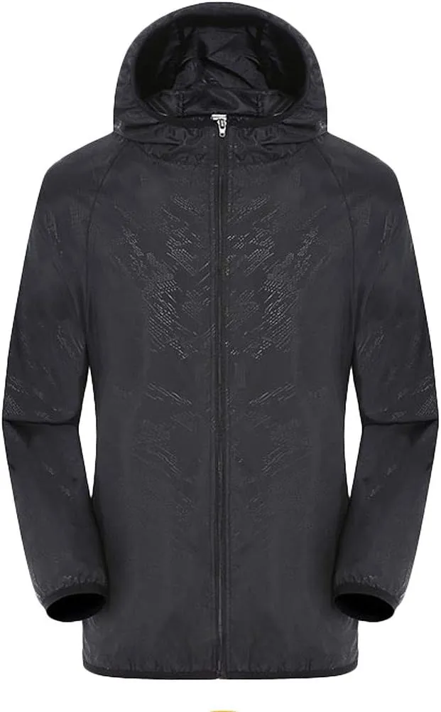 Mens Lightweight Cycling Jacket Hooded Waterproof Rain Coat Casual Golf Hiking Running Windbreaker Packable Raincoat